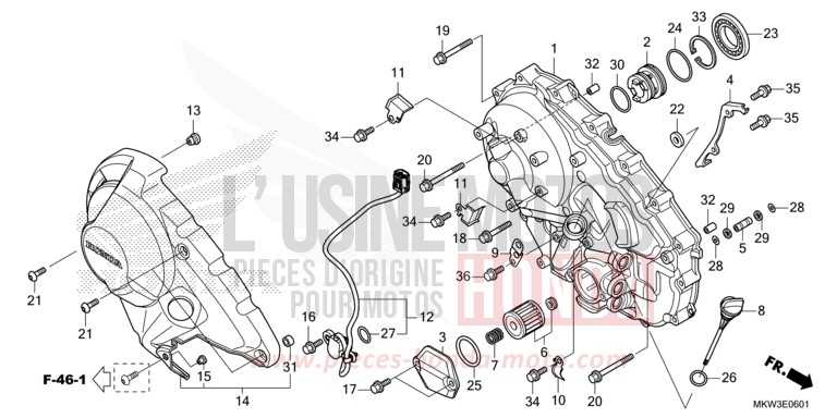 PANNEAU CARTER-MOTEUR D. (NC750XD) de NC750X DCT GRAND PRIX RED (R380) 2021